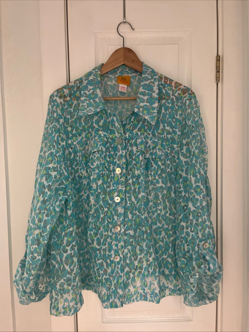 Ruby Rd. Turquoise & Teal Floral-Print Button Front Blouse